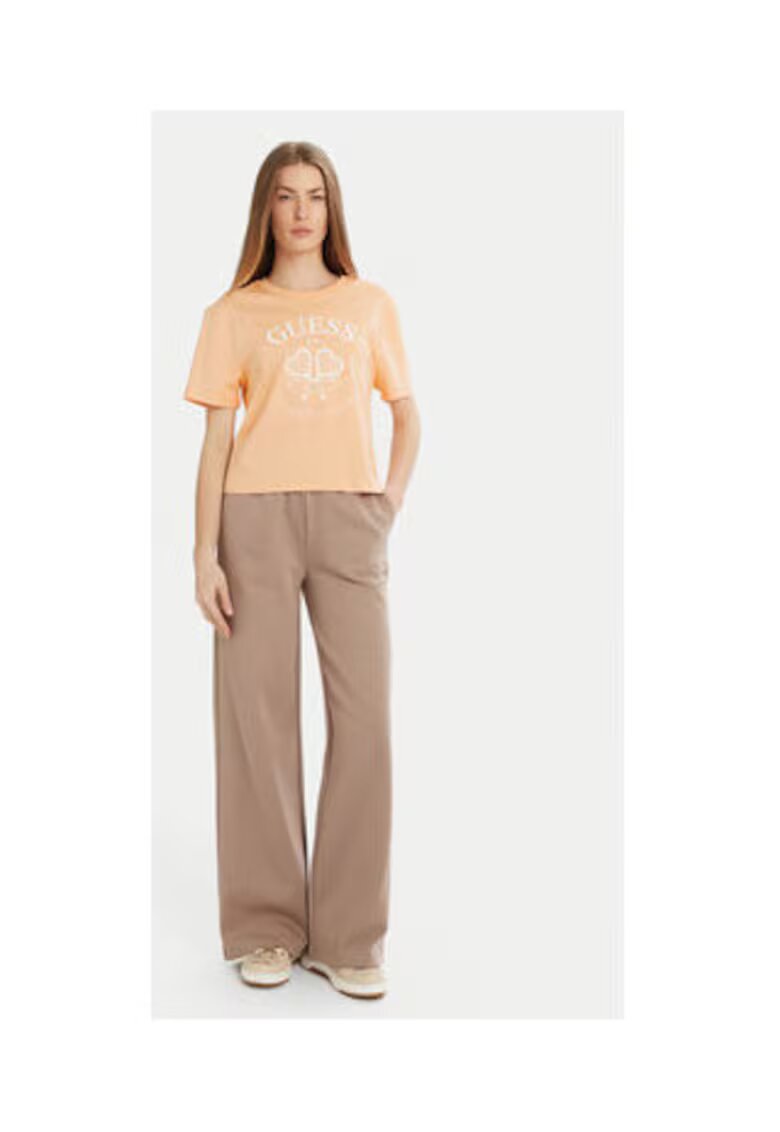 GUESS Tricou regular fit cu logo si decolteu la baza gatului