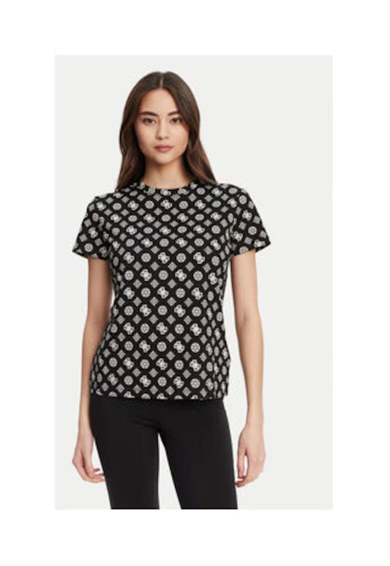 GUESS Tricou regular fit de bumbac cu design logo si decolteu la baza gatului