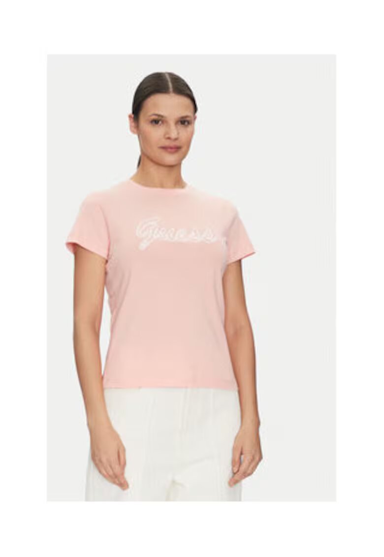 GUESS Tricou regular fit din bumbac organic cu logo -