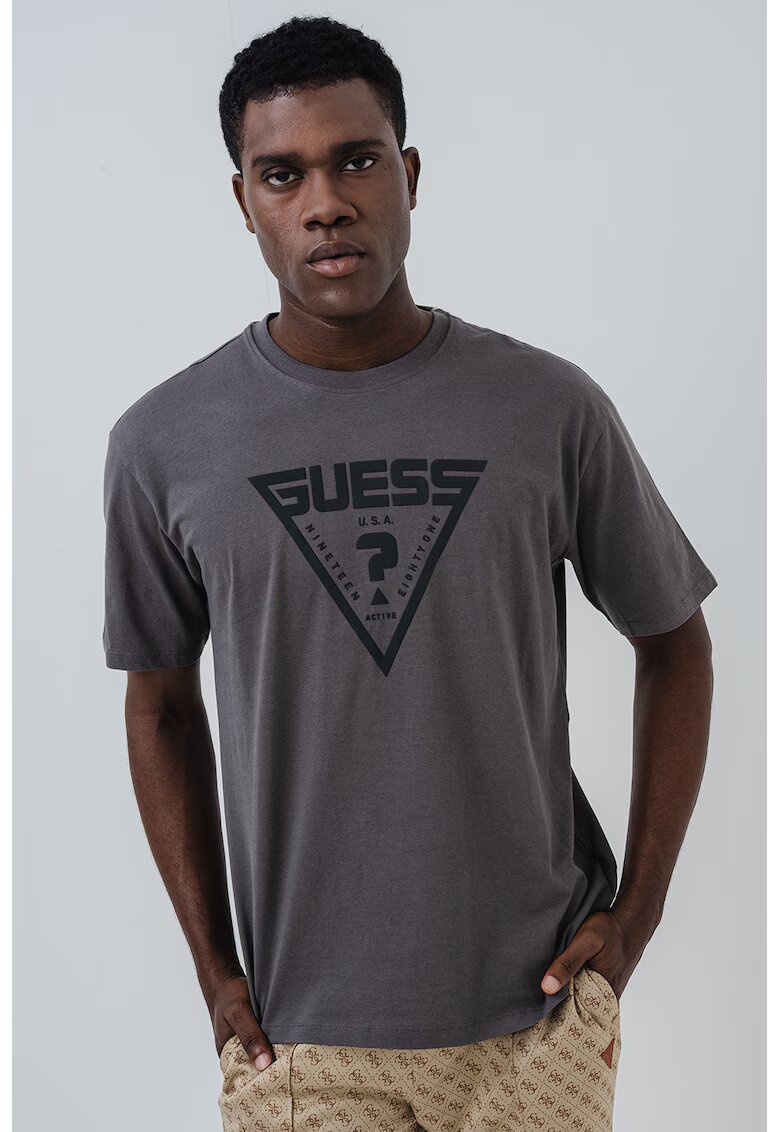 GUESS Tricou relaxed fit cu logo - Gri inchis