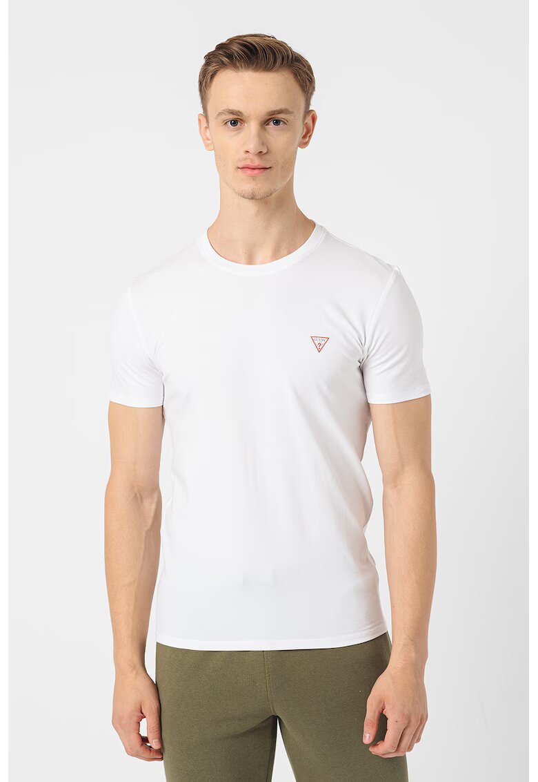 GUESS Tricou slim-fit cu decolteu la baza gatului - Alb