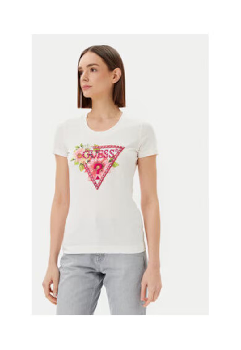 GUESS Tricou slim fit cu imprimeu logo floral
