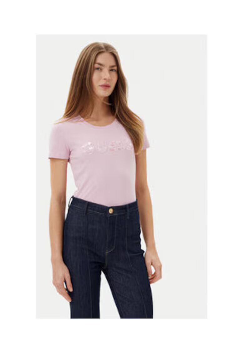 GUESS Tricou slim fit din amestec de bumbac organic