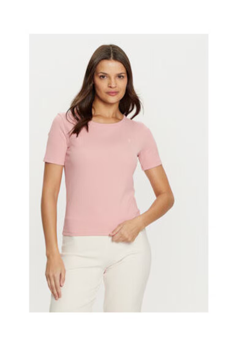 GUESS Tricou uni cu maneci scurte