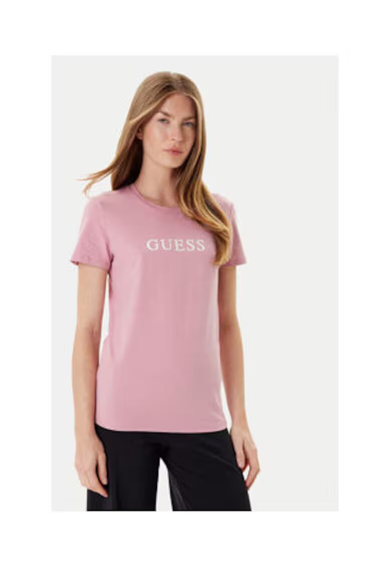 GUESS Tricou uni cu text