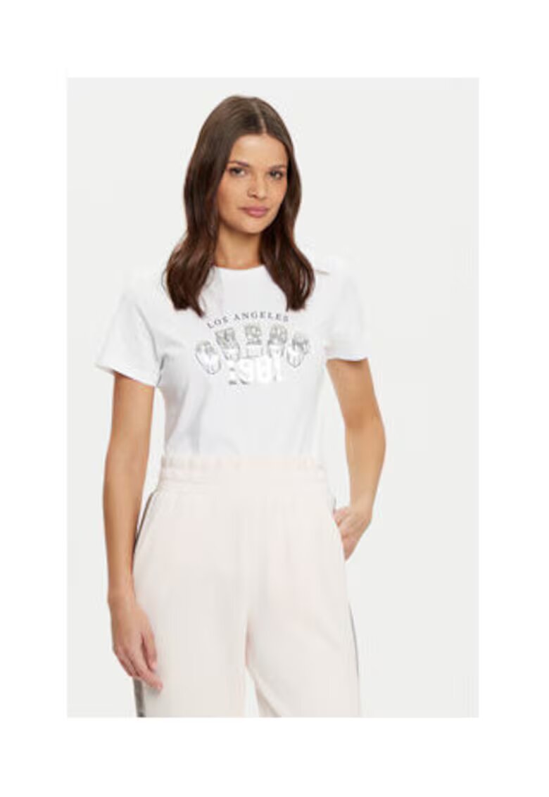 GUESS Tricou uni din bumbac