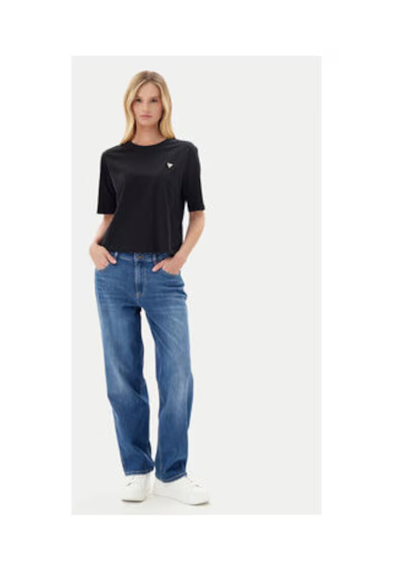 GUESS Tricou uni relaxed fit cu aplicatie metalica -