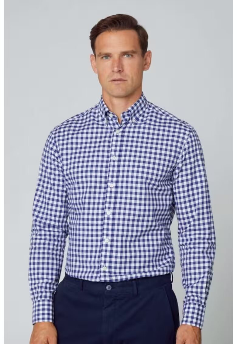 Hackett London Camasa cu maneca lunga Fine Albastru - Albastru | Alb