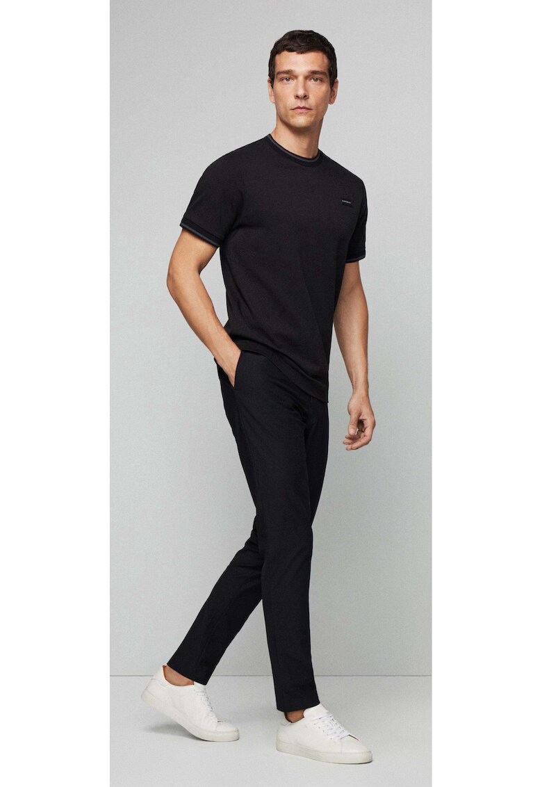 HACKETT Tricou cu decolteu la baza gatului - Negru