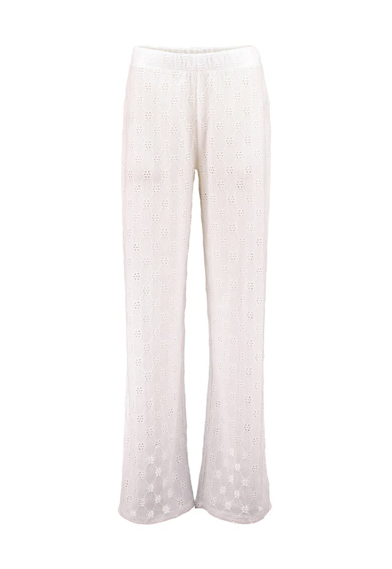 Hailys Pantaloni cu perforatii - Alb murdar