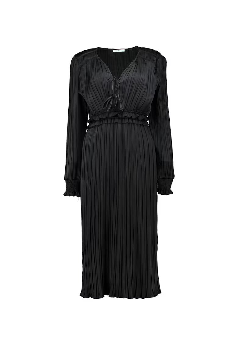 Hailys Rochie midi plisata de satin - Negru