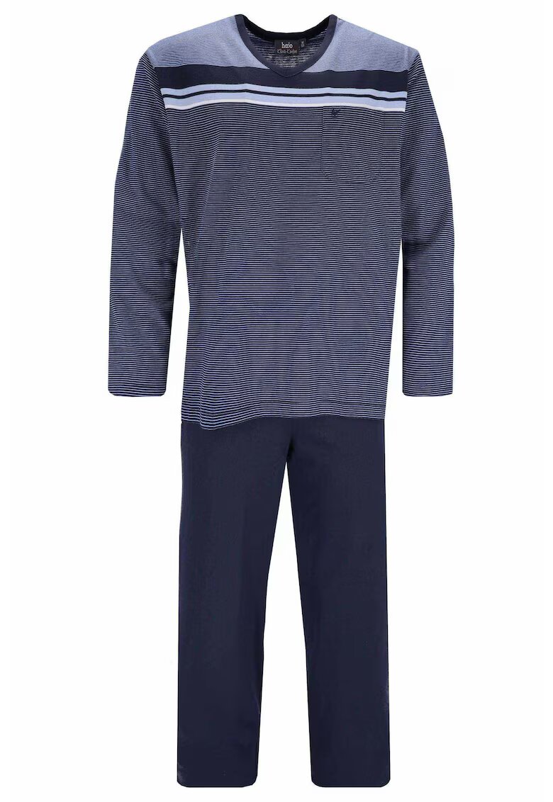 hajo Pijama in dungi cu decolteu in V - Albastru