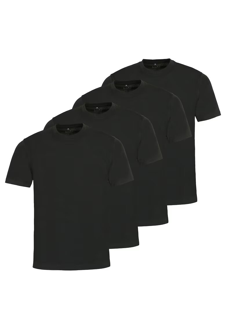 hajo Set de tricouri de bumbac cu decolteu la baza gatului - 4 piese - Negru