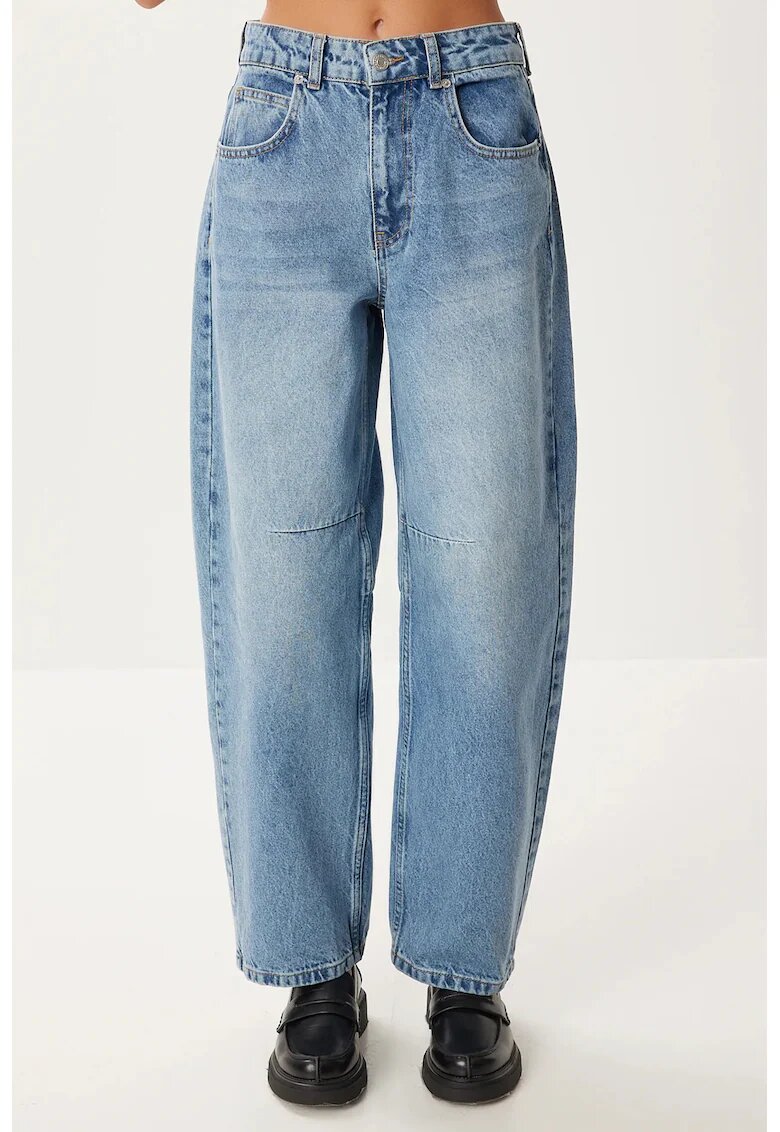 Happiness İstanbul Blugi High Waist Balloon Fit - Denim - Albastru