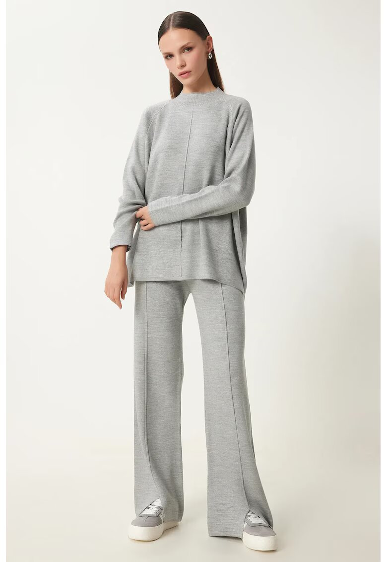 Happiness İstanbul Costum dama - - set din doua piese - gri deschis - tricot - One Size