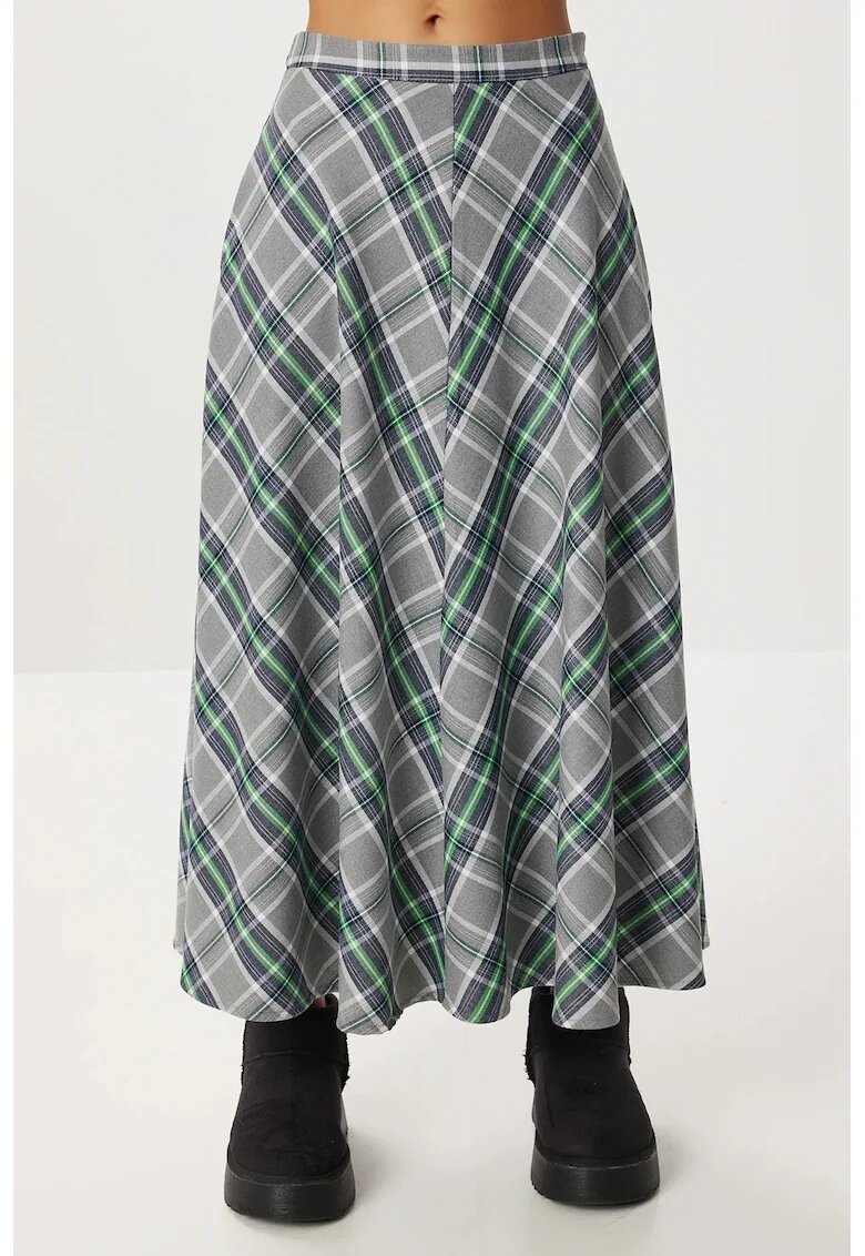 Happiness İstanbul Fusta lunga - - model in carouri - poliester - gri/verde