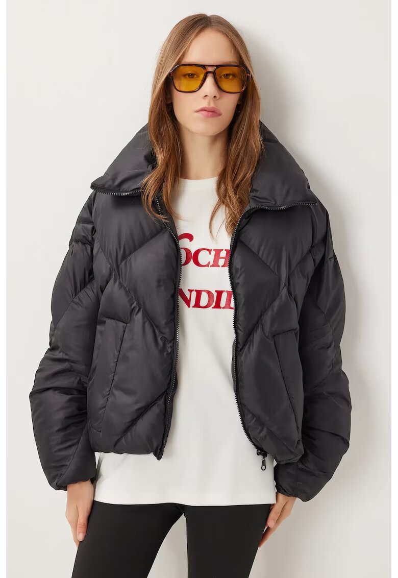 Happiness İstanbul Geaca matlasata - - oversized - neagra - textil