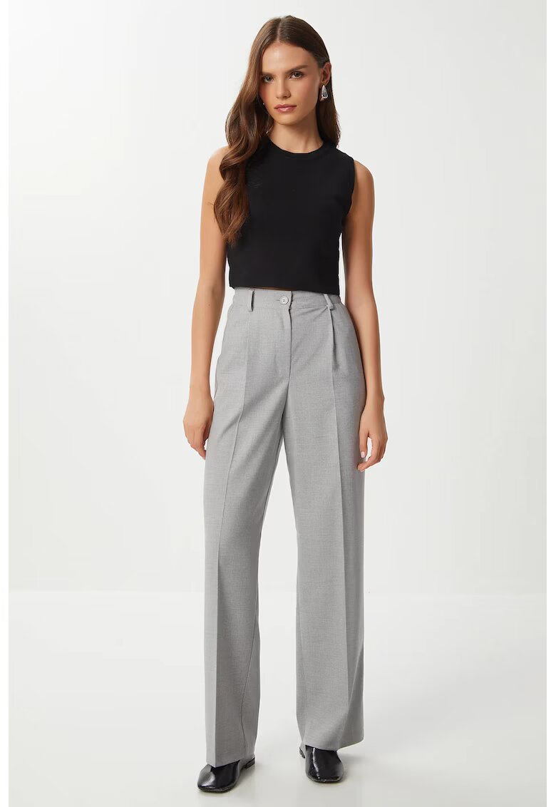 Happiness İstanbul Pantaloni dama - - gri - textil - Gri