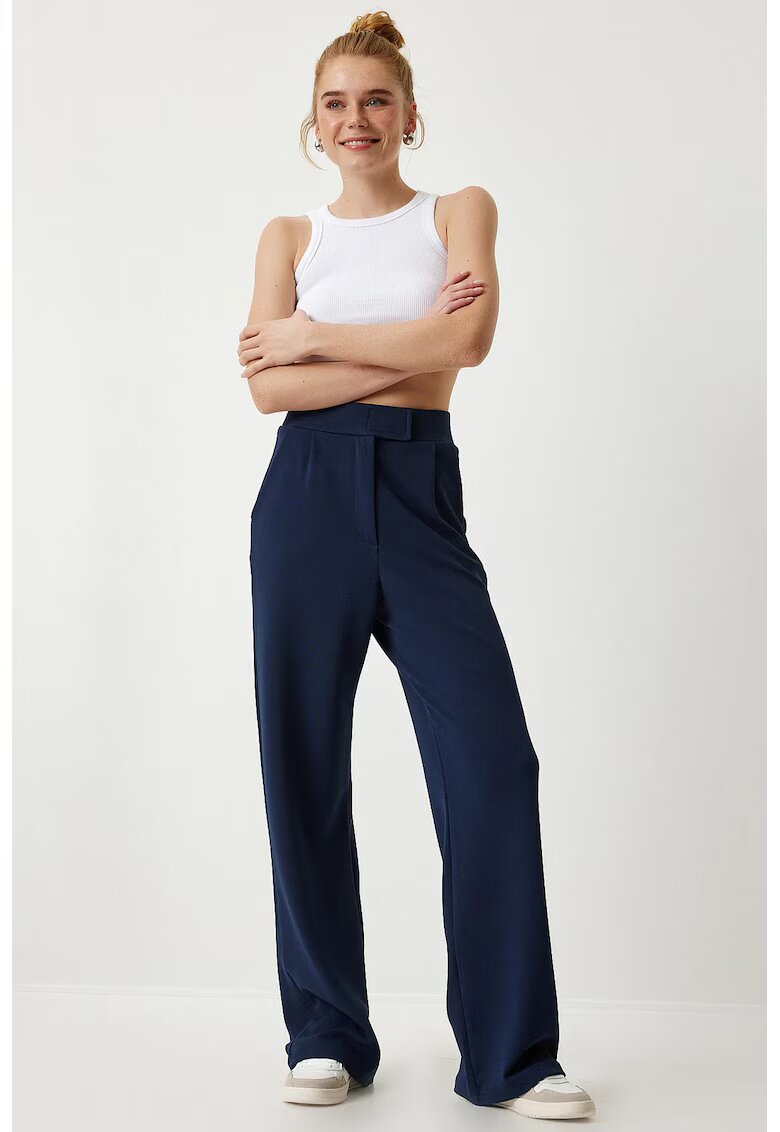 Happiness İstanbul Pantaloni dama Palazzo bleumarin - Bleumarin