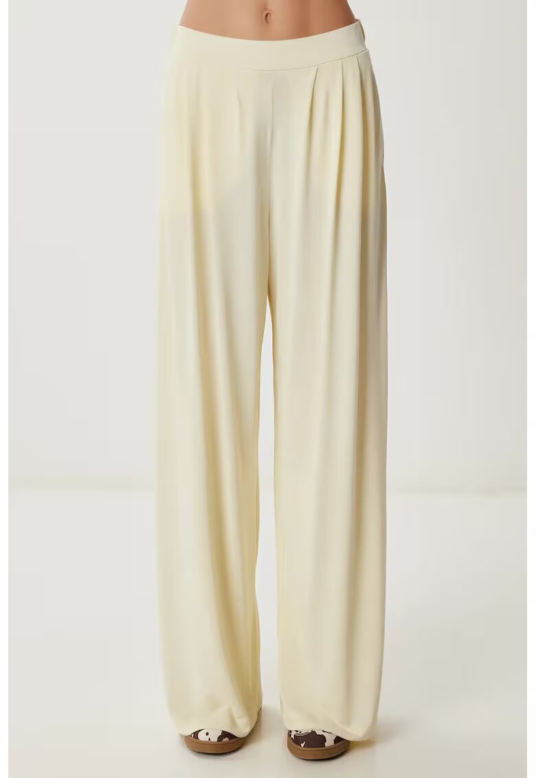 Happiness İstanbul Pantaloni dama - - Palazzo - galben lamaie - textil