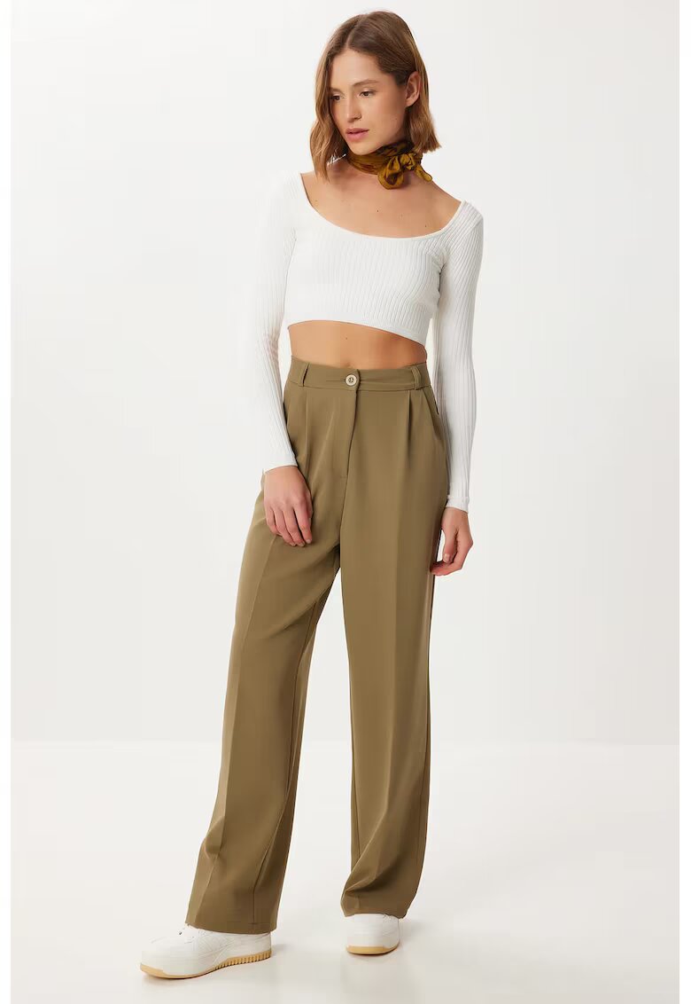 Happiness İstanbul Pantaloni dama - - Palazzo - plisati - verde - textil