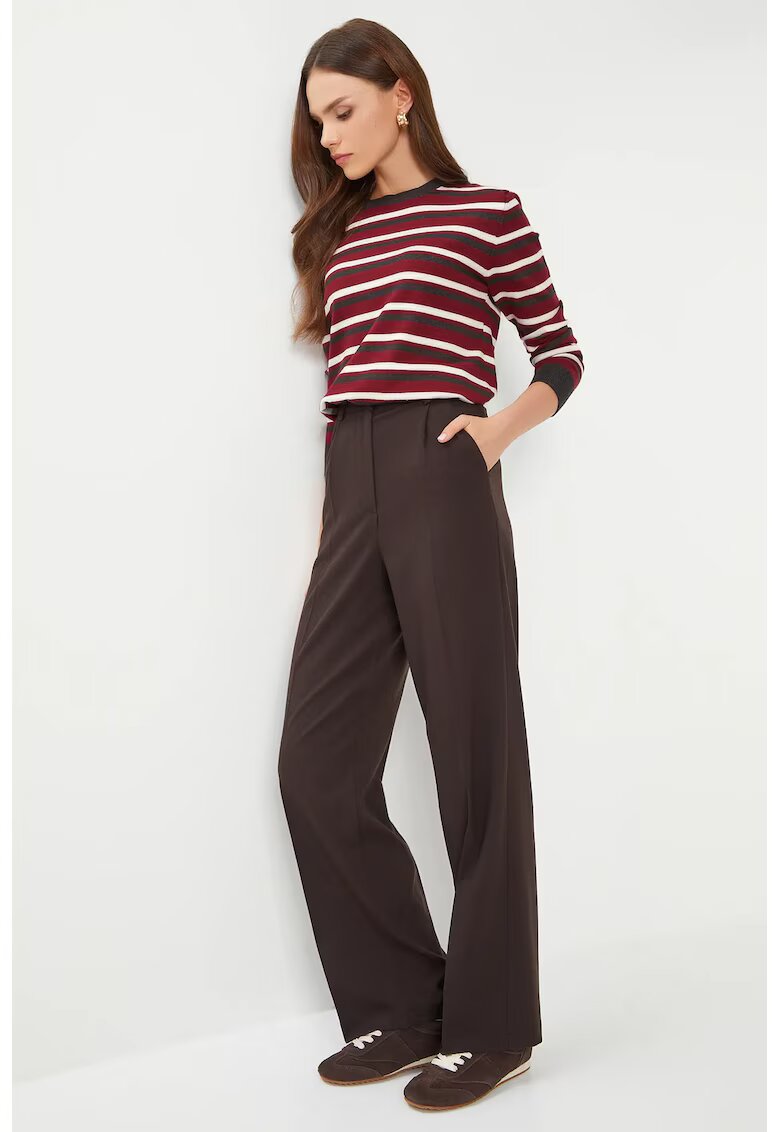 Happiness İstanbul Pantaloni dama - - pantaloni cu pliuri - maro - textil - Maro