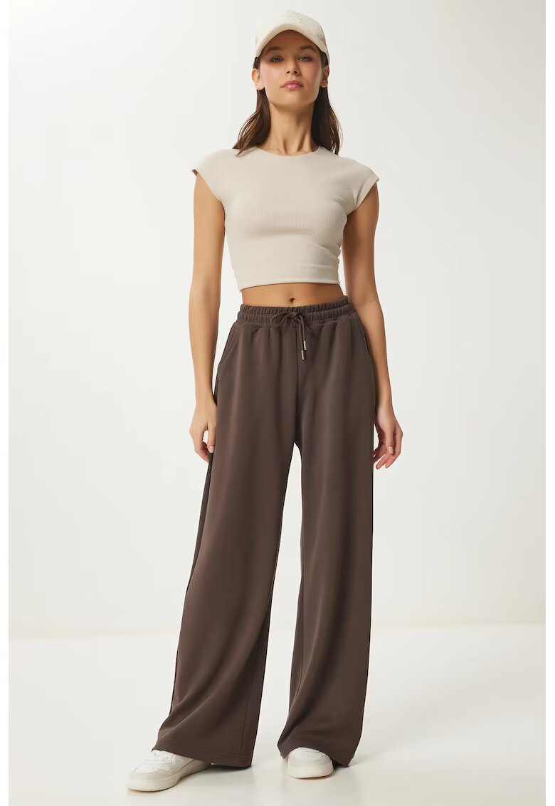Happiness İstanbul Pantaloni dama - - pantaloni de trening ISTANBUL - picior larg - maro mocha - textil -