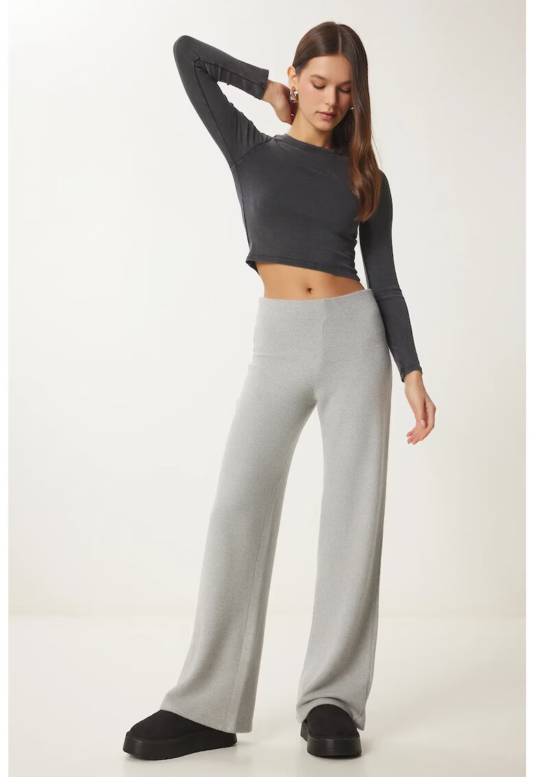 Happiness İstanbul Pantaloni dama - - pantaloni largi gri deschis - textil - Gri deschis