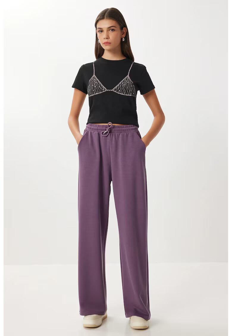 Happiness İstanbul Pantaloni dama - - pantaloni picior mov ametist - textil - Violet