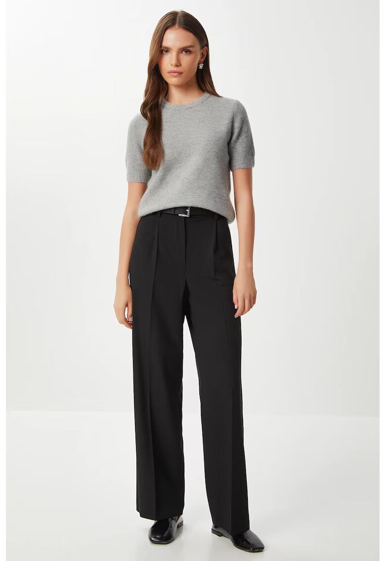 Happiness İstanbul Pantaloni dama - - plisati - negru - textil - Negru