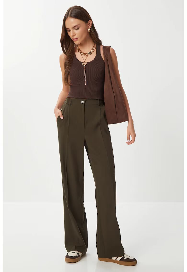 Happiness İstanbul Pantaloni dama - - plisati - verde kaki - textil - Kaki