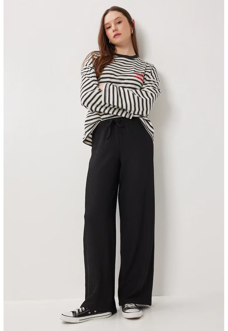 Happiness İstanbul Pantaloni dama - - talie inalta - negru - textil - Negru