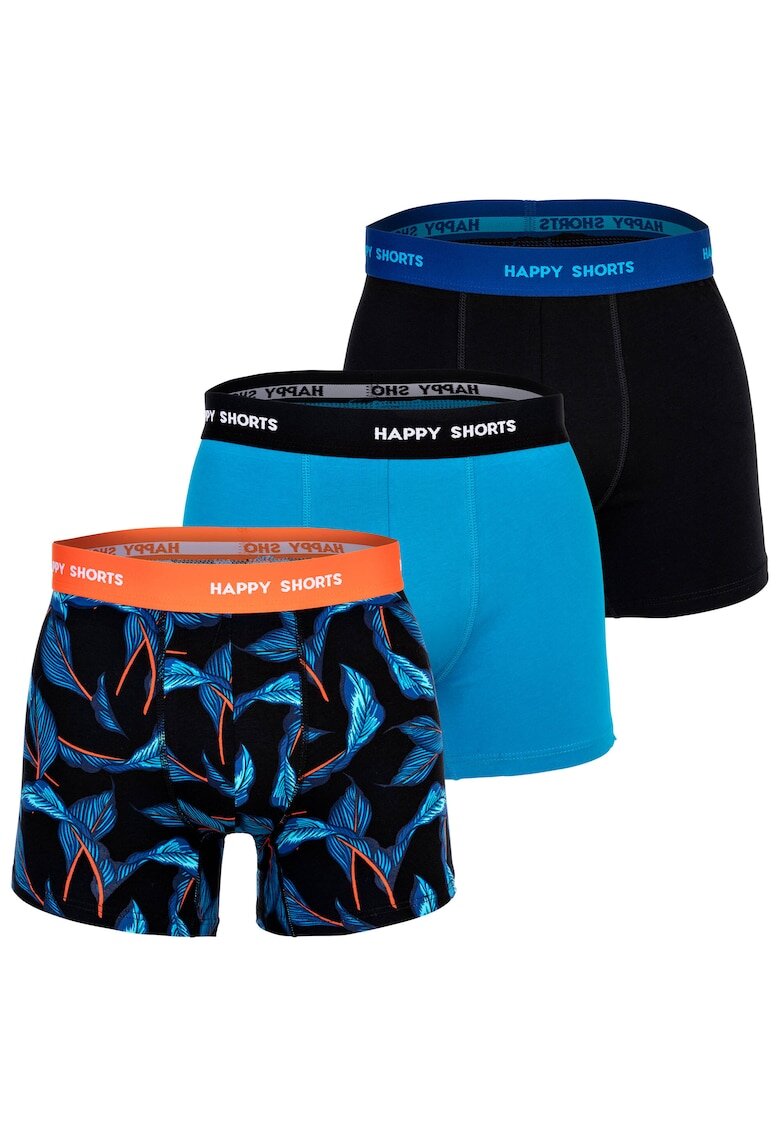 Happy Shorts Set de boxeri Retro - 3 perechi - Negru/Portocaliu/Albastru