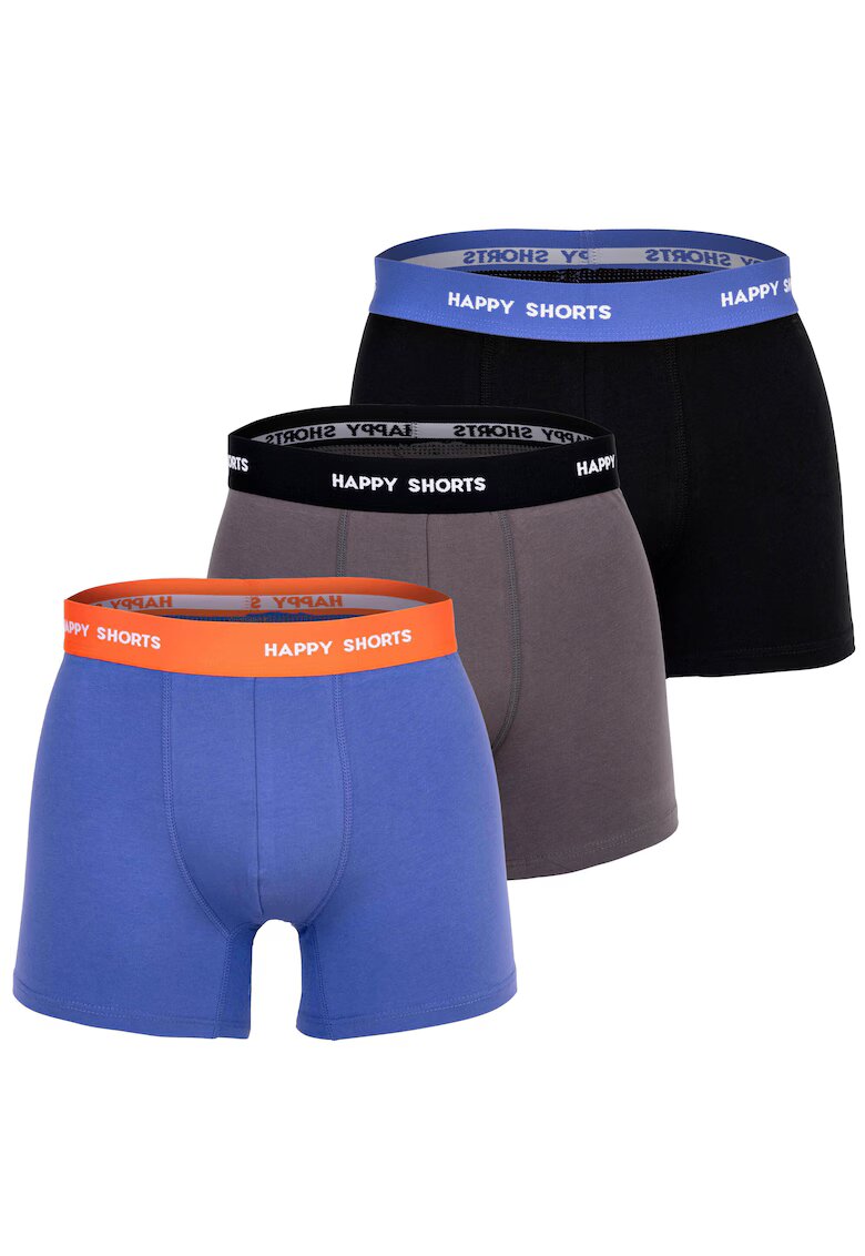 Happy Shorts Set de boxeri Retro - 3 perechi - Negru/Violet/Gri inchis