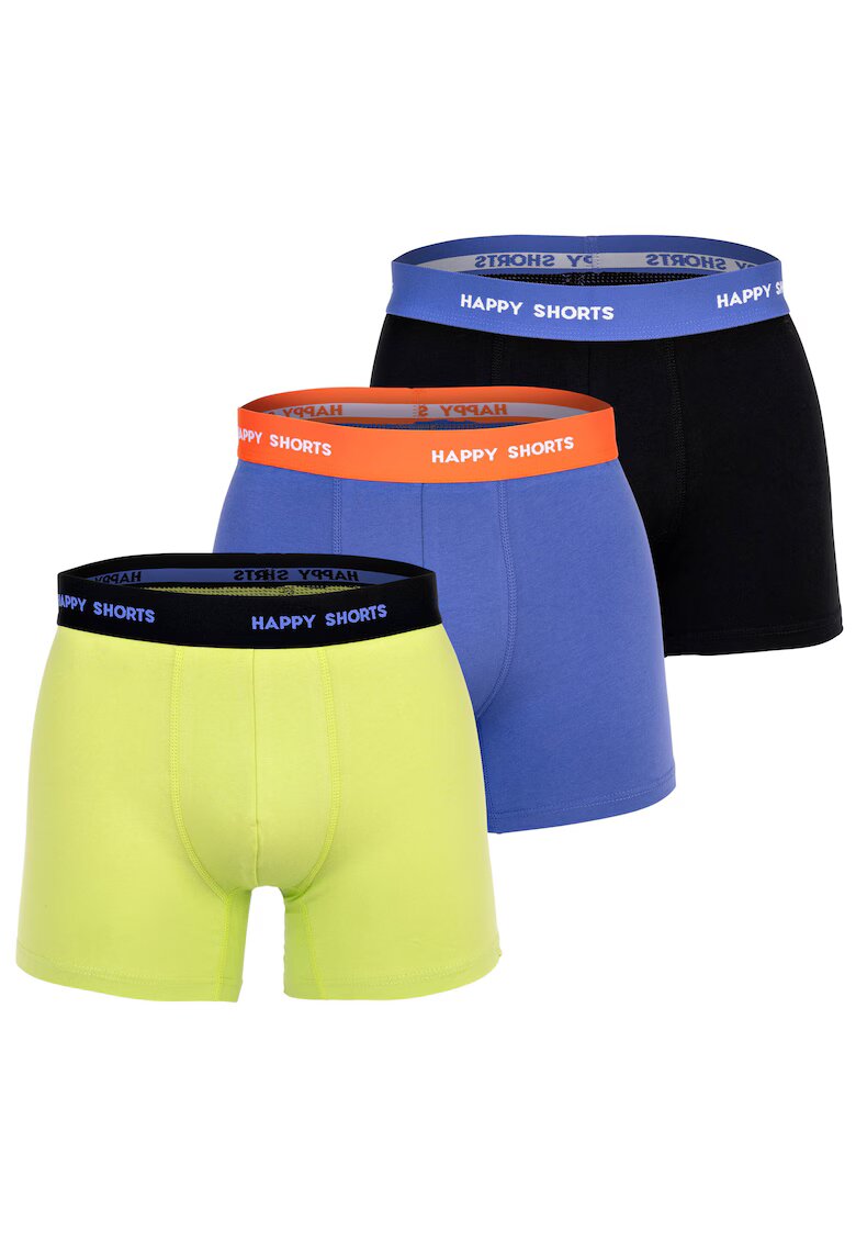 Happy Shorts Set de boxeri Retro - 3 perechi - Negru/Violet/Verde lime
