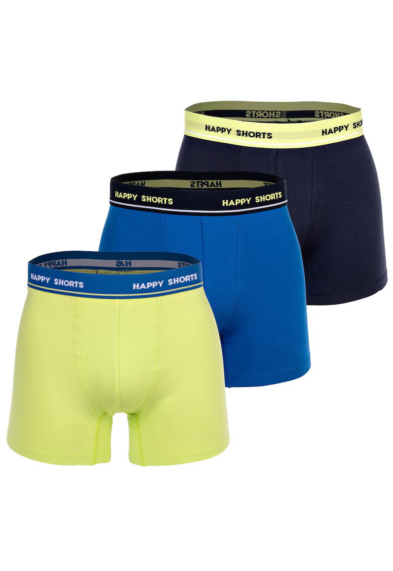 Happy Shorts Set de boxeri Retro - 3 perechi - Verde/Albastru