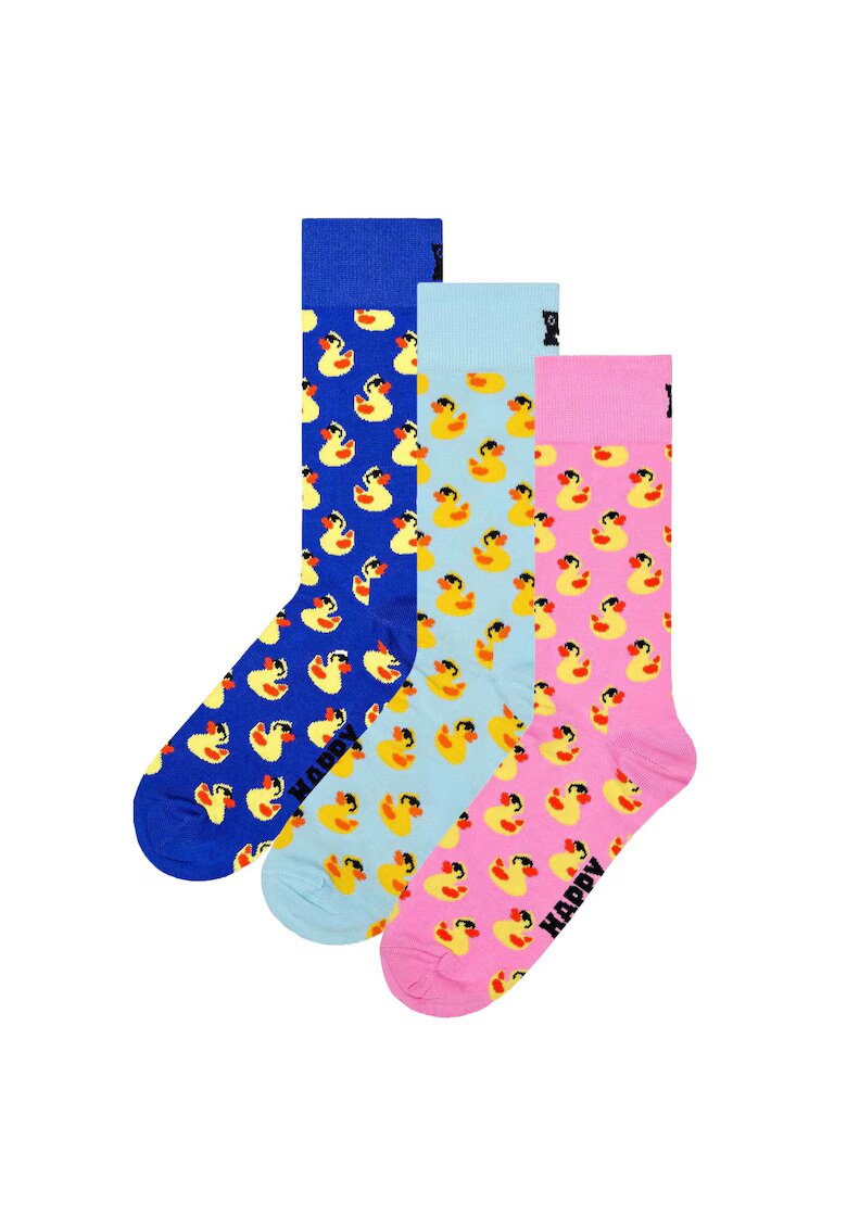 Happy Socks Set de 3 perechi de sosete lungi unisex - Galben/Roz/Albastru