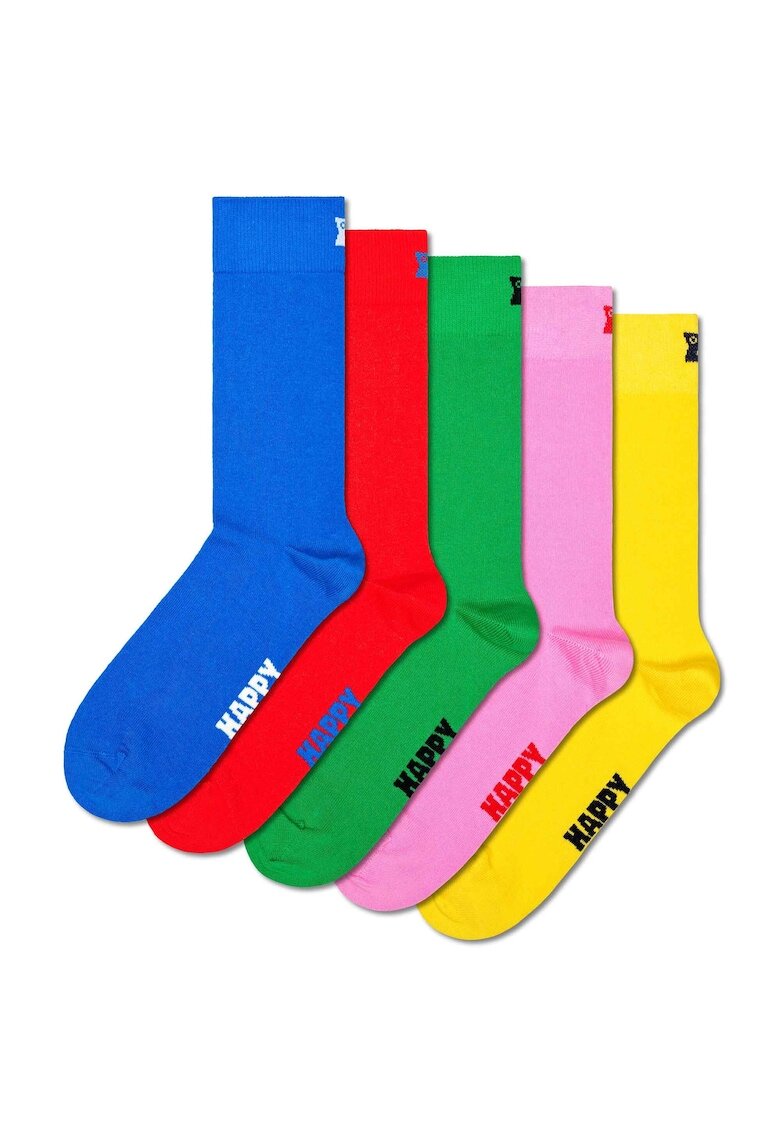 Happy Socks Set de 5 perechi de sosete lungi unisex - Rosu/Verde/Galben