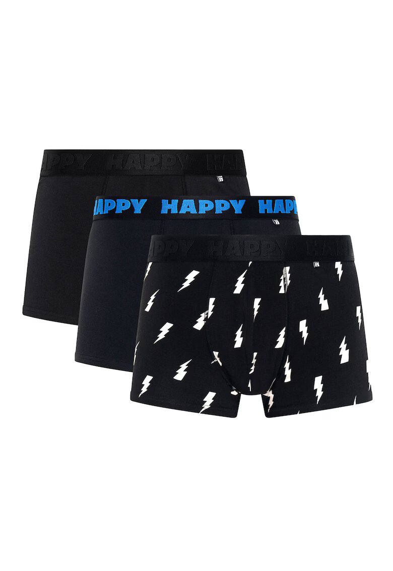 Happy Socks Set de boxeri cu model - 3 perechi - Alb/Negru