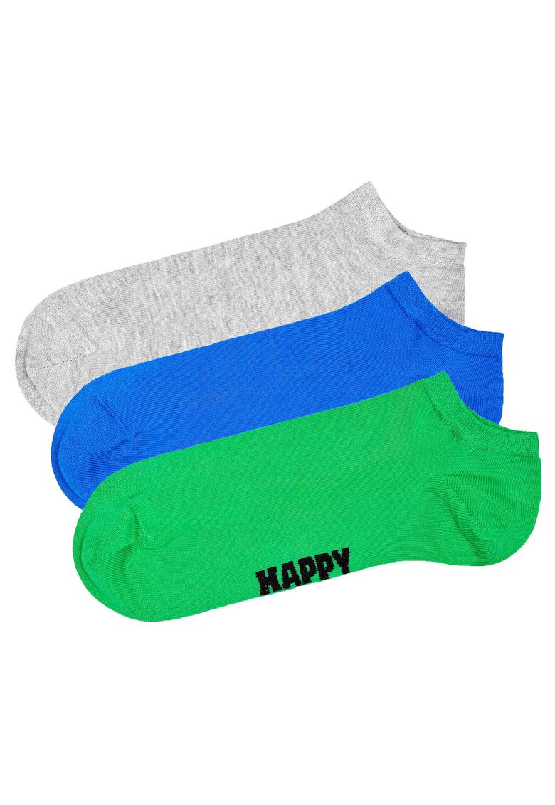 Happy Socks Set de sosete unisex pana la glezna - 3 perechi - Verde/Gri/Albastru