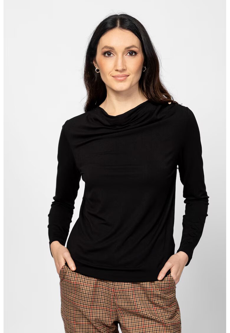 Heavy Tools Bluza cu model uni si detaliu drapat - Negru