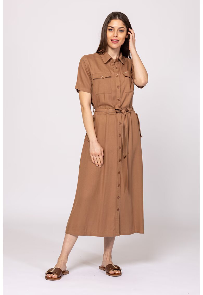 Heavy Tools Rochie midi cu buzunare laterale Vedbi - Caramel