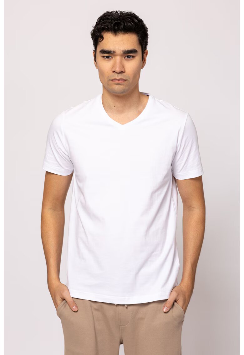 Heavy Tools Tricou cu decolteu in V si model uni Money - Alb optic