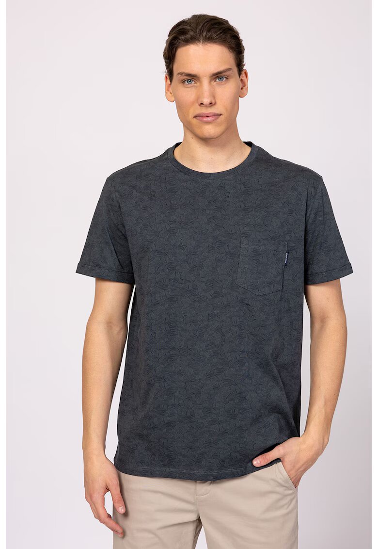Heavy Tools Tricou cu decolteu la baza gatului si buzunar aplicat pe piept Majda - Negru/Verde feriga