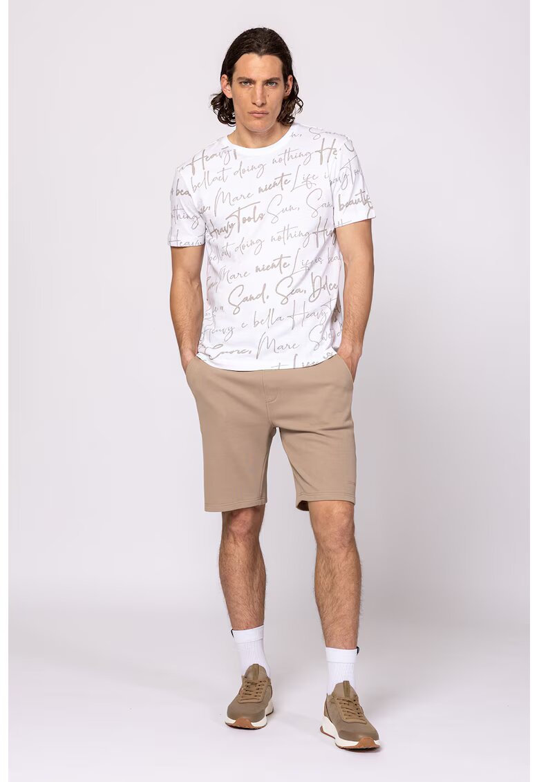 Heavy Tools Tricou cu decolteu la baza gatului si imprimeu - Alb