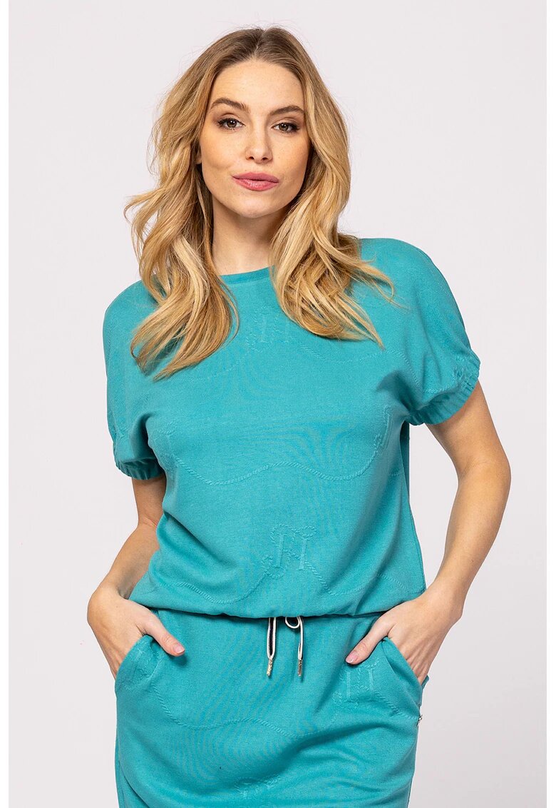 Heavy Tools Tricou cu model uni si decolteu la baza gatului Molin - Turcoaz