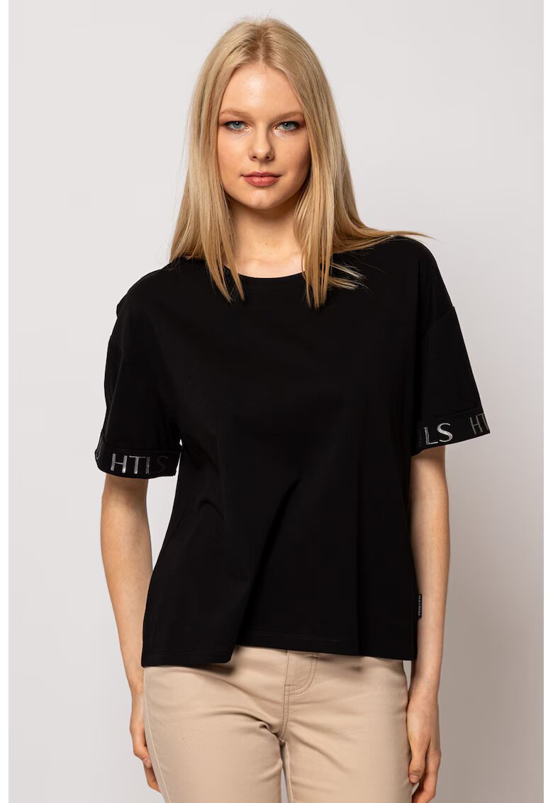 Heavy Tools Tricou cu model uni si decolteu la baza gatului Morell - Negru