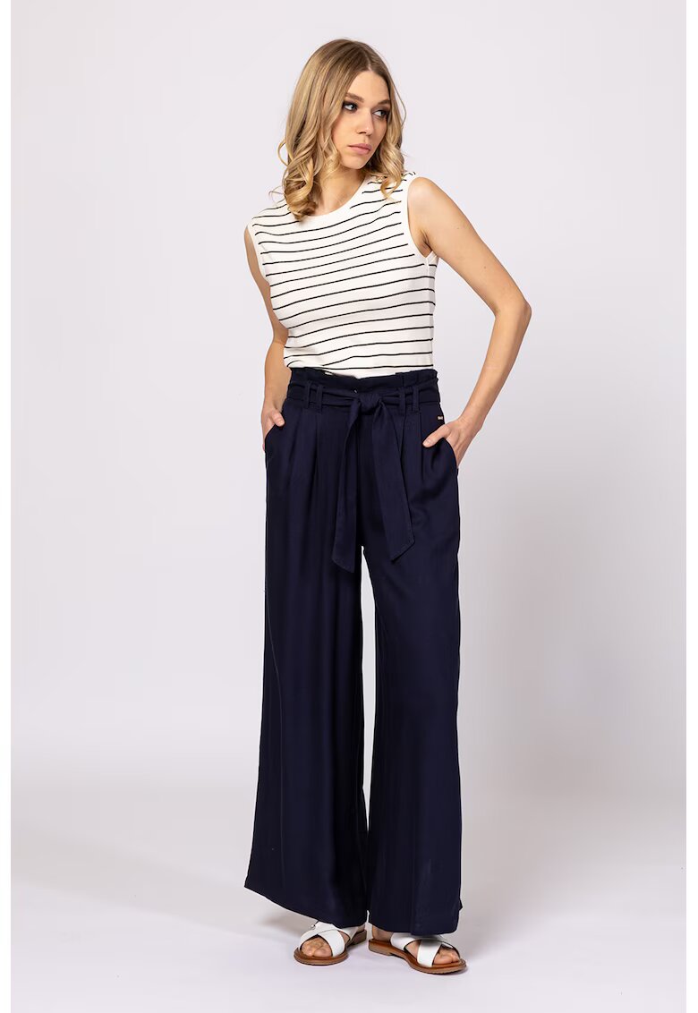 Heavy Tools Tricou din amestec de modal fara maneci cu model in dungi Berta - Crem