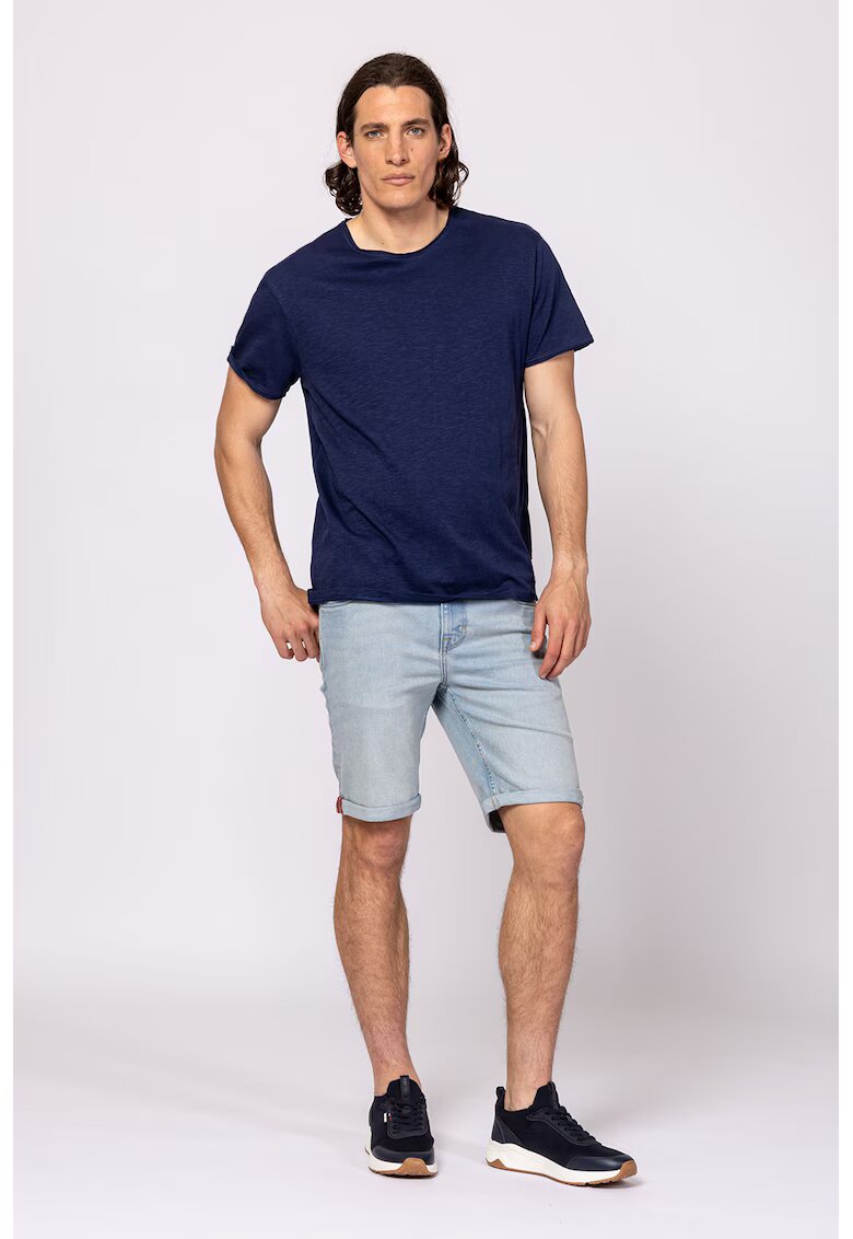 Heavy Tools Tricou din bumbac cu decolteu la baza gatului - Albastru inchis