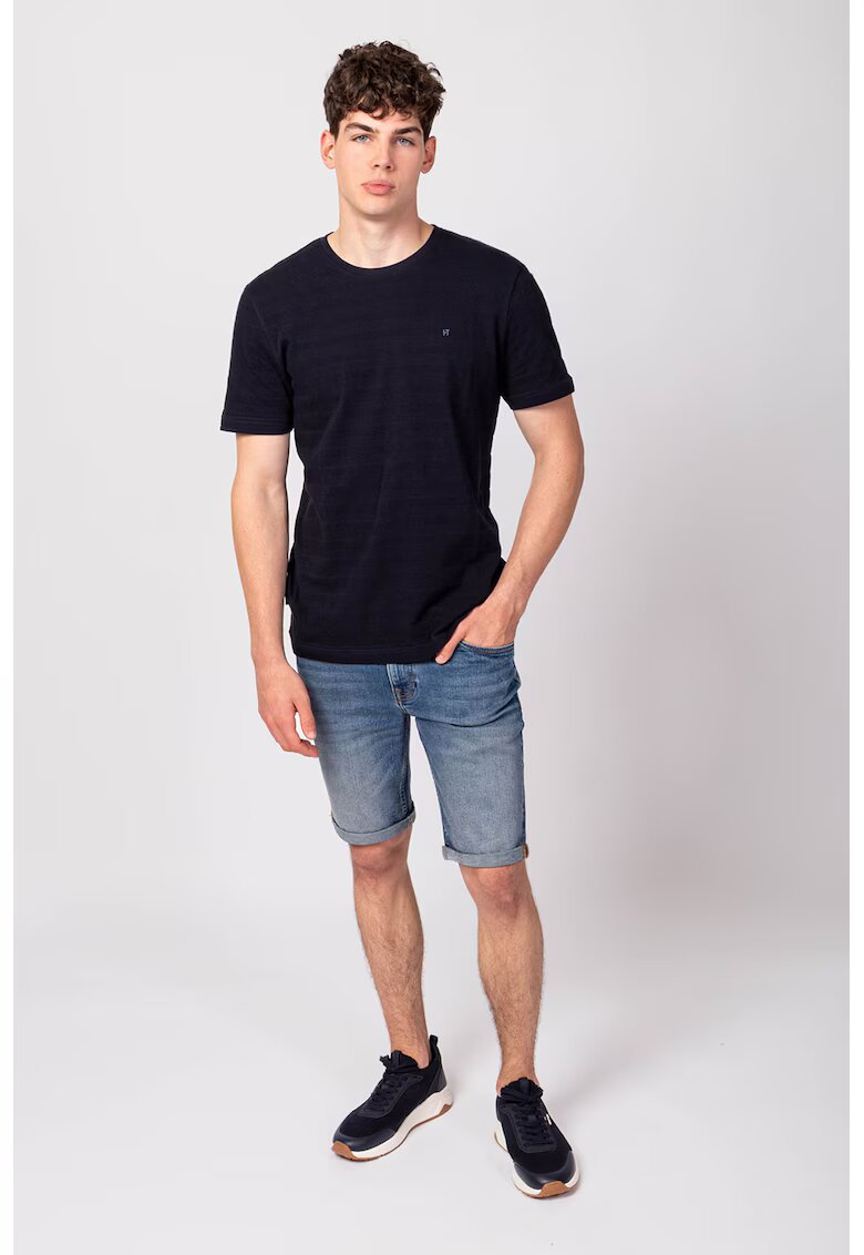 Heavy Tools Tricou din bumbac cu decolteu la baza gatului - Albastru ultramarin